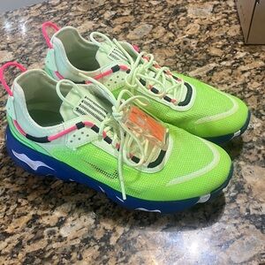 Nike Neon Green and White Mesh Sneakers with Pink Accents